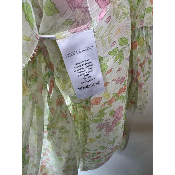 Redpolaris silk green floral dress 40 - Picture 9 of 13